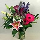 lilies
orientail lilies
pink lilies
black callas
calla lilies
germini
gerbera
pink germini
pink gerbera
aconitum
hydranga