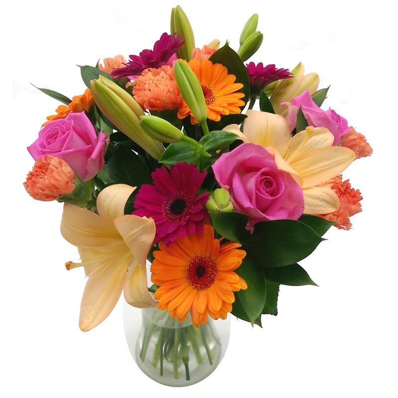 Carnival Fresh Flower Bouquet | Colorful Lilies, Gerbera and Carnations ...