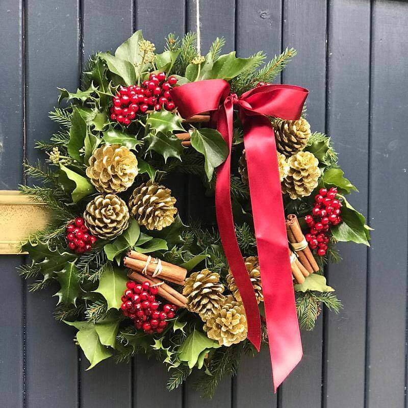 Festive Fresh Holly Wreath a beautiful Christmas wreath for your door